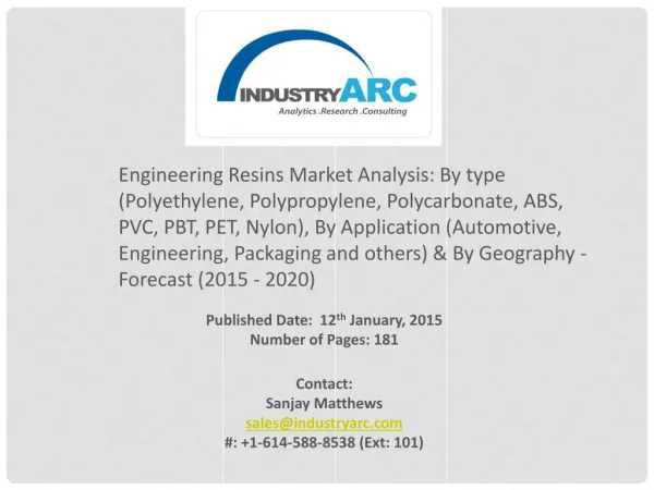 Engineering Resins Market major production: base for plastic and clothing Industries.