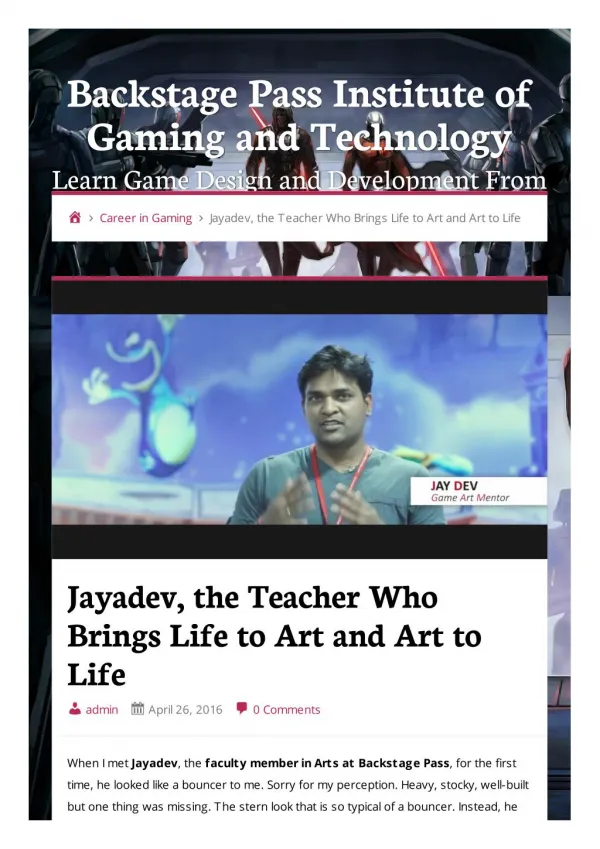 Jayadev, the Teacher Who Brings Life to Art and Art to Life