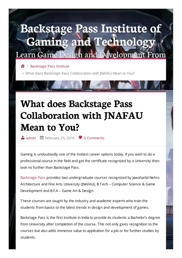 What does Backstage Pass Collaboration with JNAFAU Mean to You?