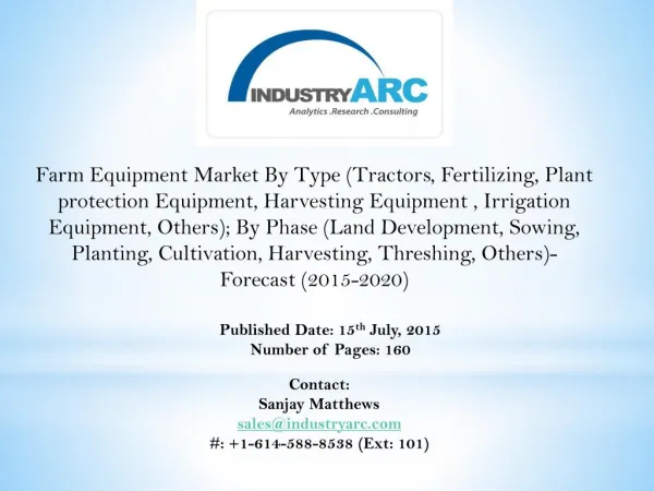Farm Equipment Market penetrating the Global Market and Set to Grow Further.