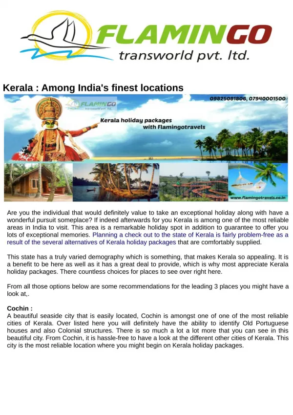 Best Places to Visit in Kerala - Flamingotravels