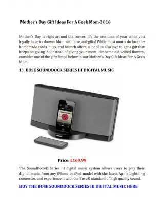 Mother's Day Gift Ideas For A Geek Mom-2016 - slide 1