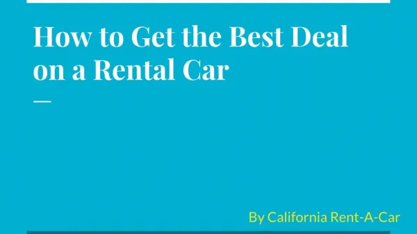 How to Get the Best Deal on a Rental Car