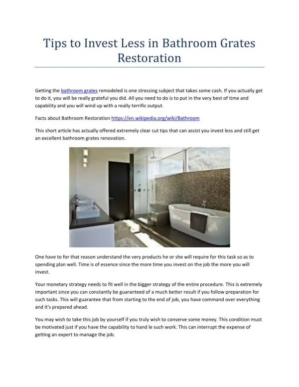Tips to Invest Less in Bathroom Grates Restoration