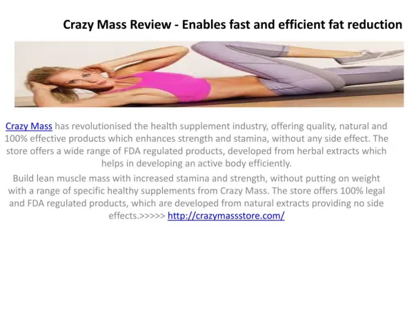 Crazy Mass Makes you capable of Doing Explosive Workout