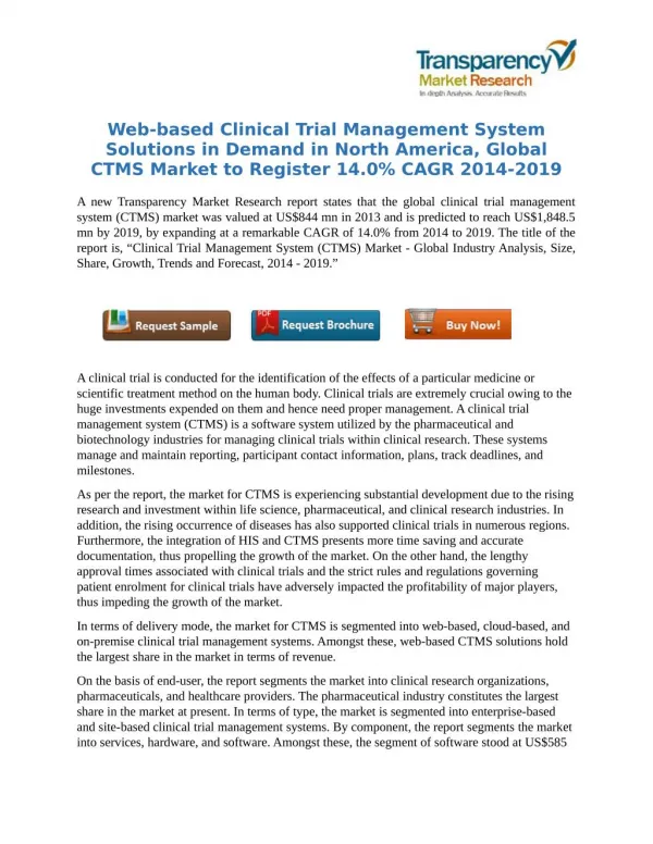 Clinical Trial Management System Market: Challenges and Opportunities