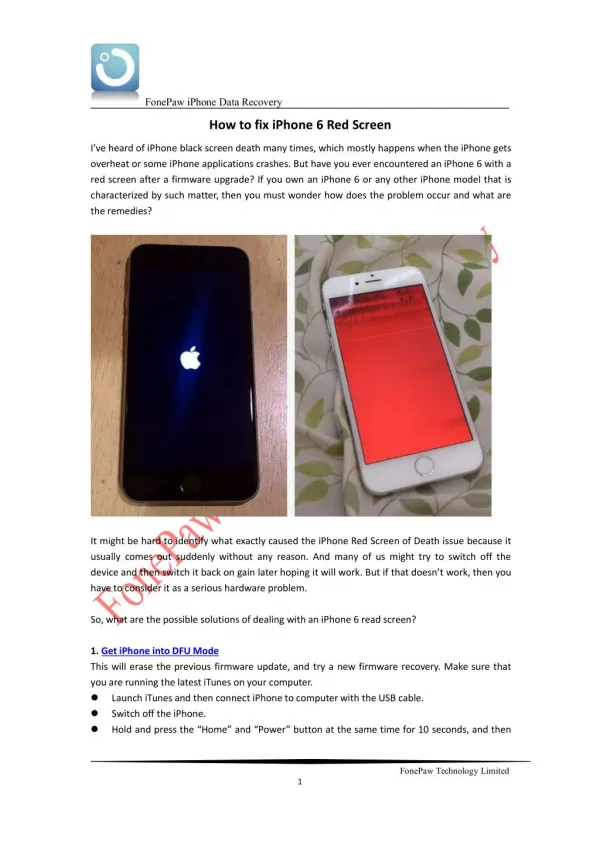 How to fix iPhone 6 Red Screen
