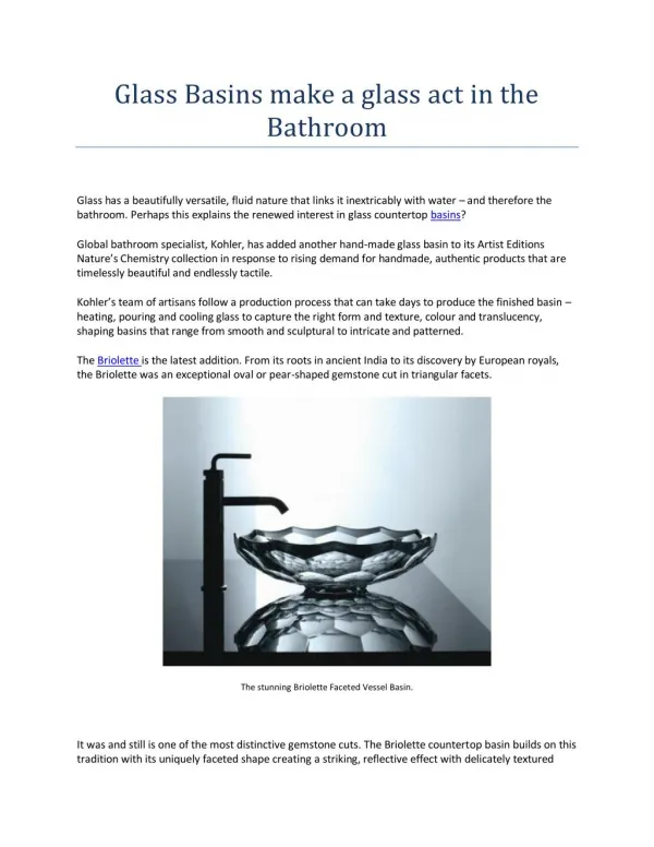 Glass basins make a glass act in the bathroom