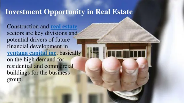Investment opportunity in real estate