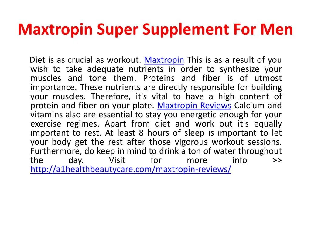 maxtropin super supplement for men