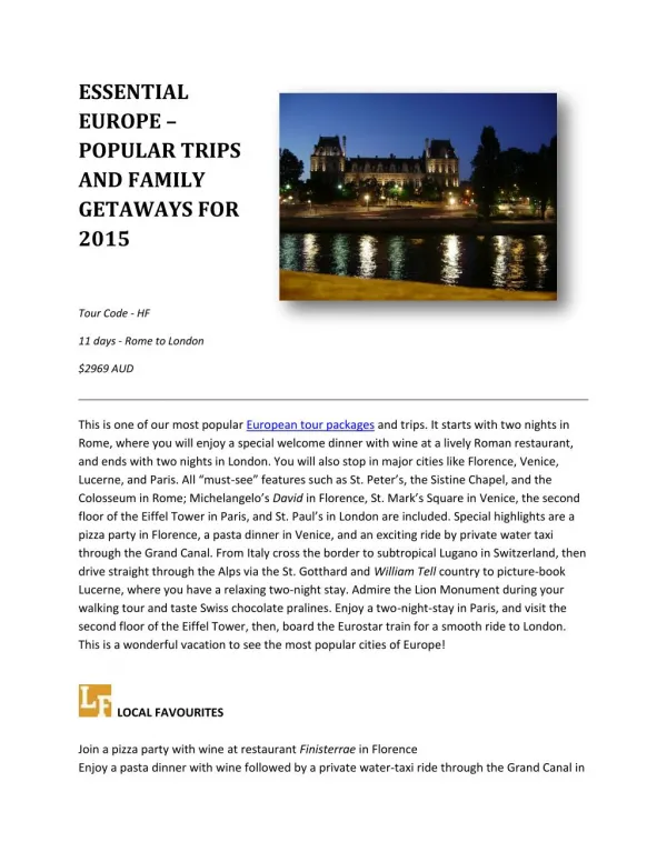 European Tour Packages - Globus Tours