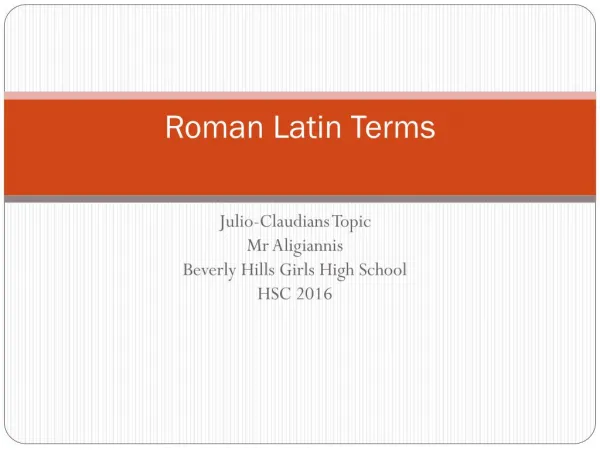 Roman Latin Terminology