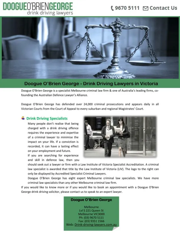 Doogue O’Brien George - Drink Driving Lawyers in Victoria