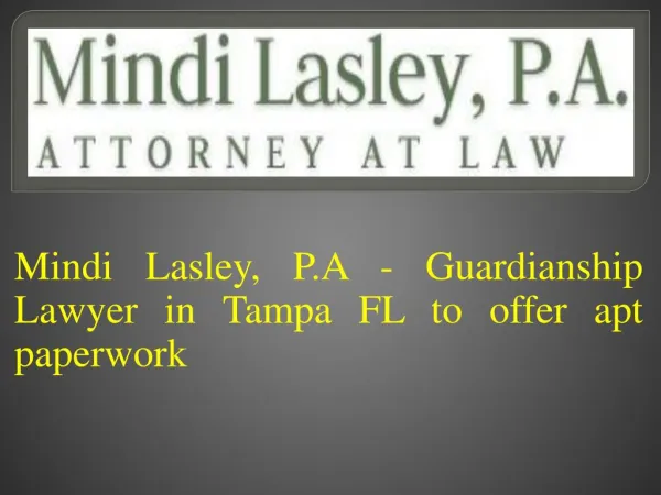 Mindi Lasley, P.A - Guardianship Lawyer in Tampa FL to Offer Apt Paperwork
