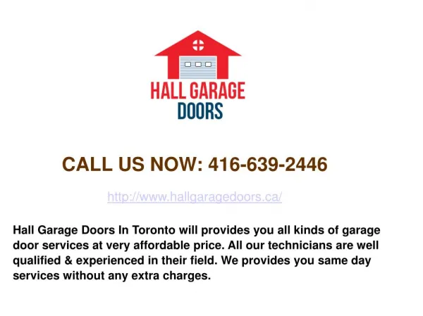 Residential & Commercial Garage Door Repair Toronto - Hall Garage Doors