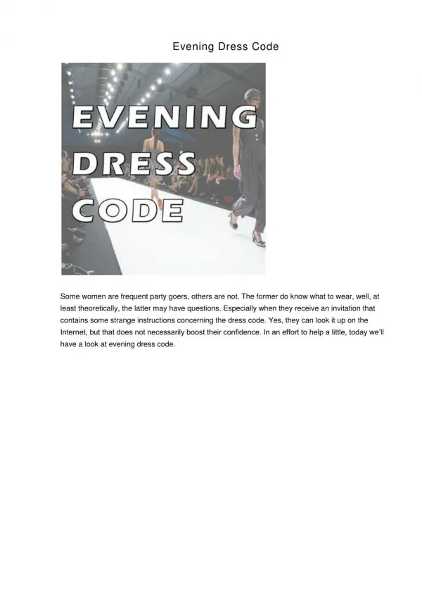 Evening Dress Code