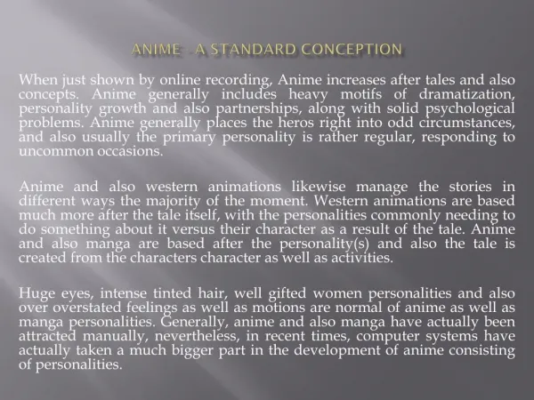 Anime - A Standard Conception