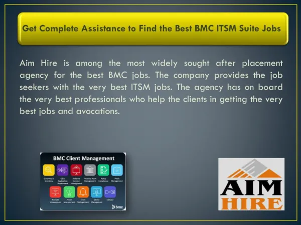 Get Complete Assistance to Find the Best BMC ITSM Suite Jobs