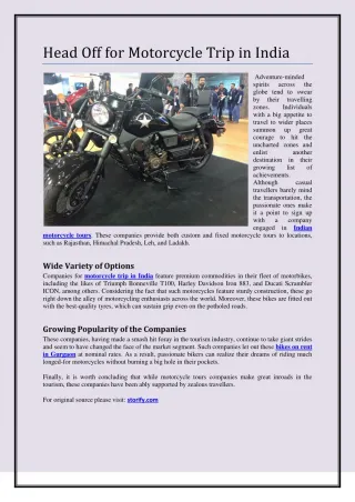 Head Off for Motorcycle Trip in India - slide 1