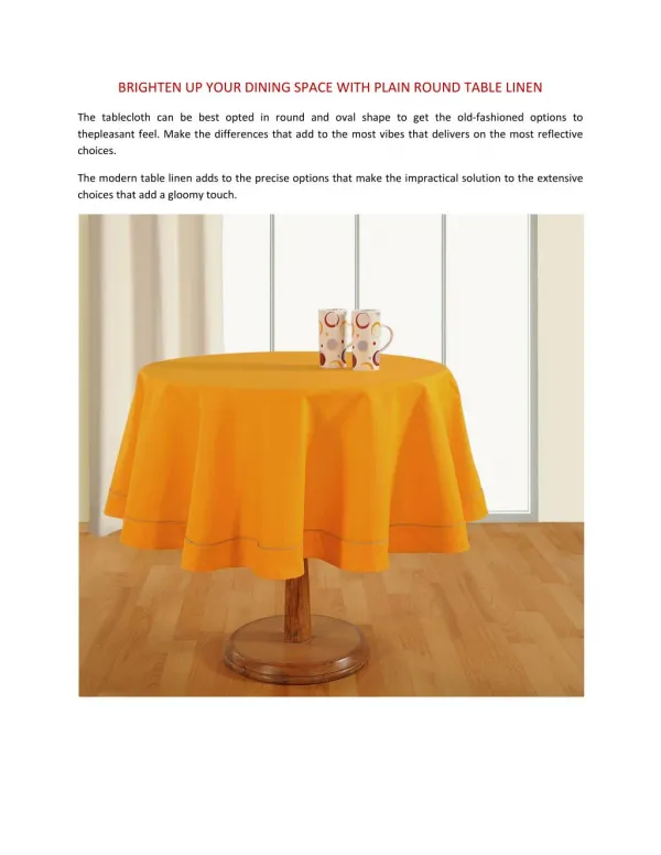 BRIGHTEN UP YOUR DINING SPACE WITH PLAIN ROUND TABLE LINEN