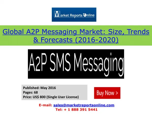 Global A2P (Application to Person) Market 2020 Forecasts - MarketReportsOnline