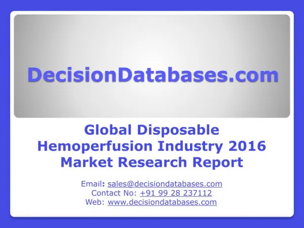 Disposable Hemoperfusion Market Analysis 2016 Development Trends