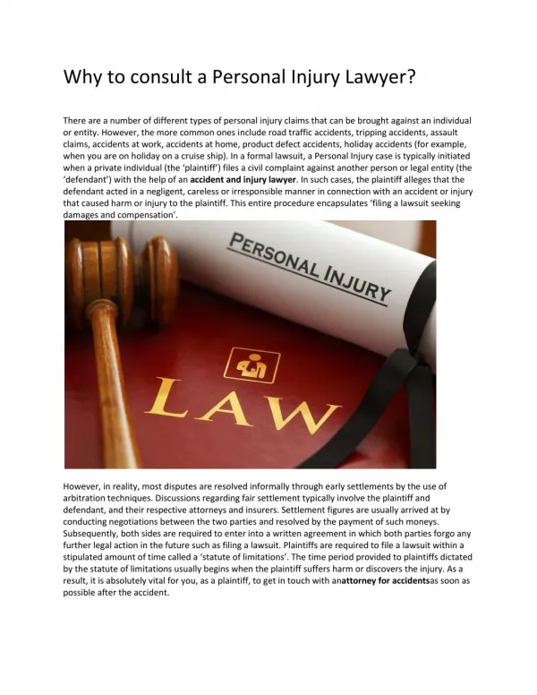 Why to consult a Personal Injury Lawyer?