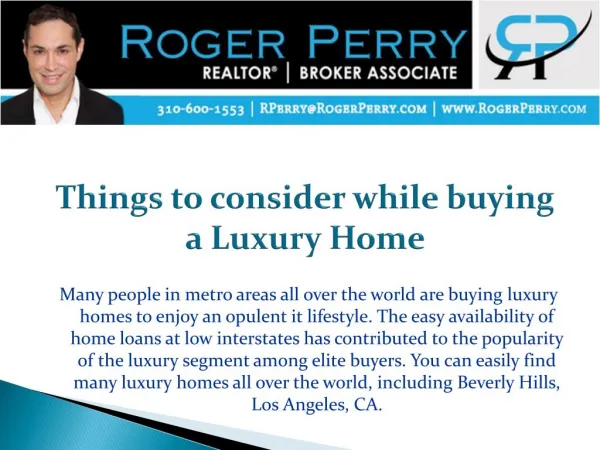 Things to consider while buying a Luxury Home