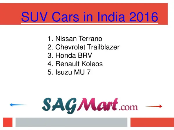 PPT - Know About The SUV Cars in India 2016