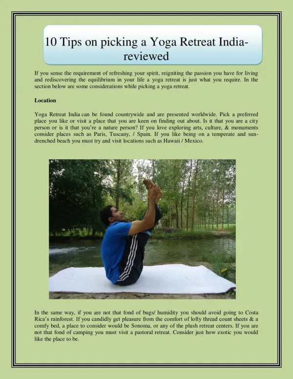 10 Tips on picking a Yoga Retreat India-reviewed