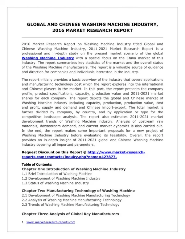 Global Washing Machine Market Analysis for Application, Strategies and Forecasts to 2021