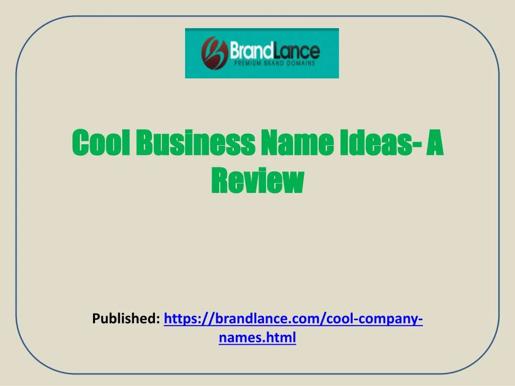 cool business name ideas a review