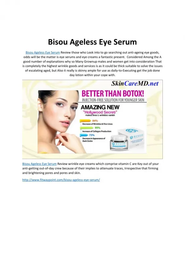 Bisou Ageless Eye Serum: The Prefect Anti-aging Eye Serum
