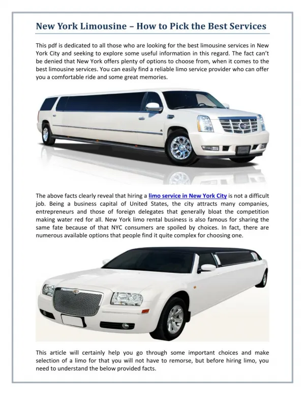 New York Limousine – How to Pick the Best Services