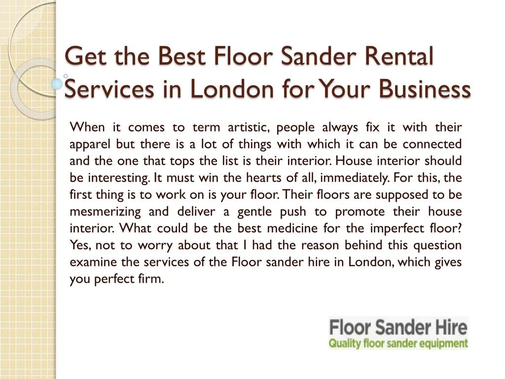 get the best floor sander rental services in london for your business