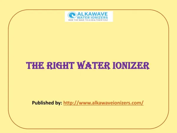 Choosing The Right Water Ionizer