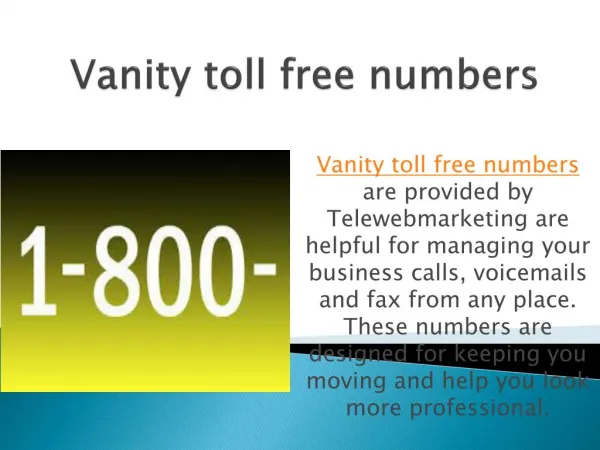 Vanity toll free numbers
