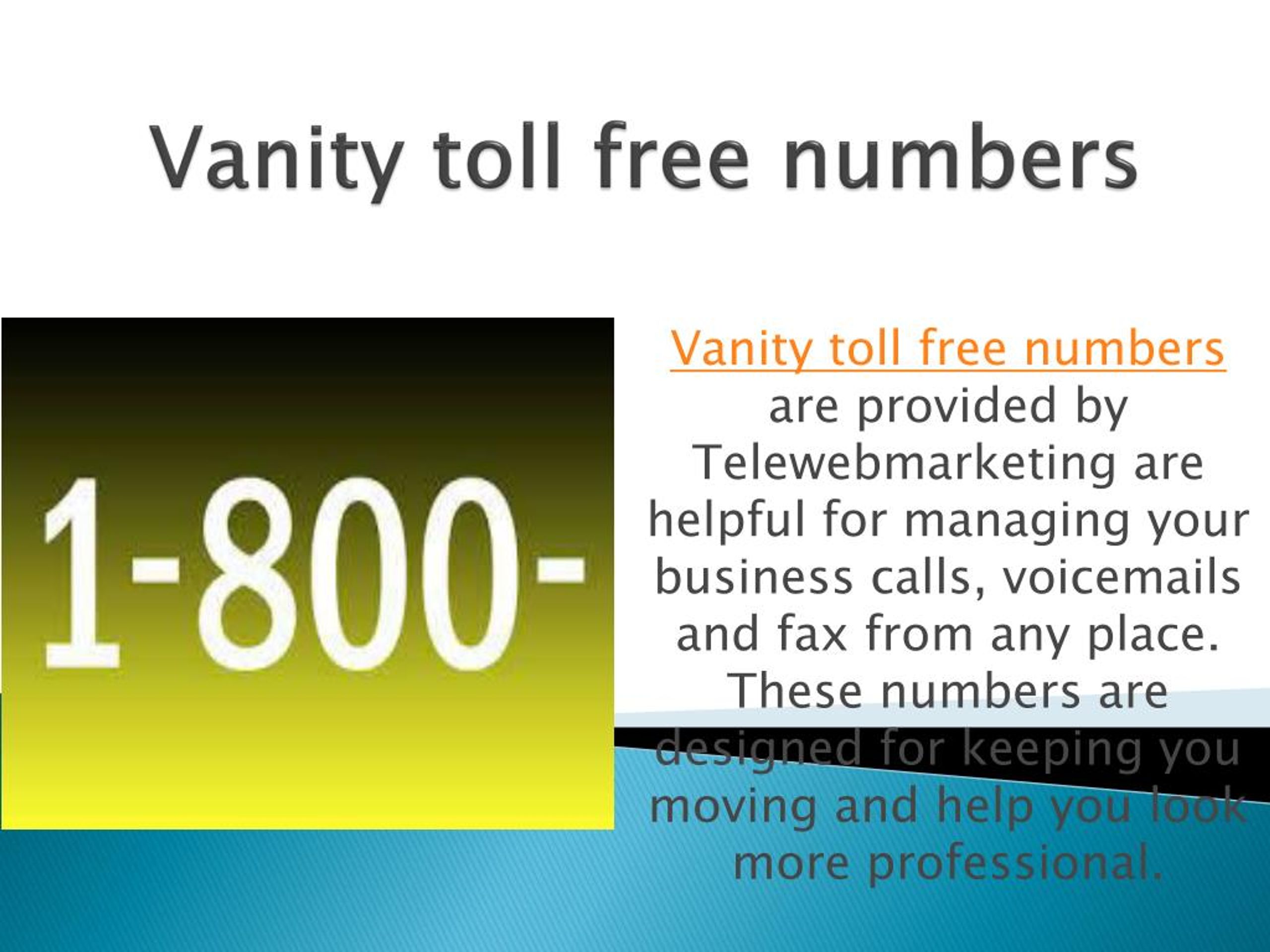 PPT - Vanity toll free numbers PowerPoint Presentation, free download