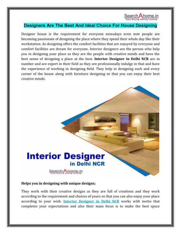 Interior Designer in Delhi NCR