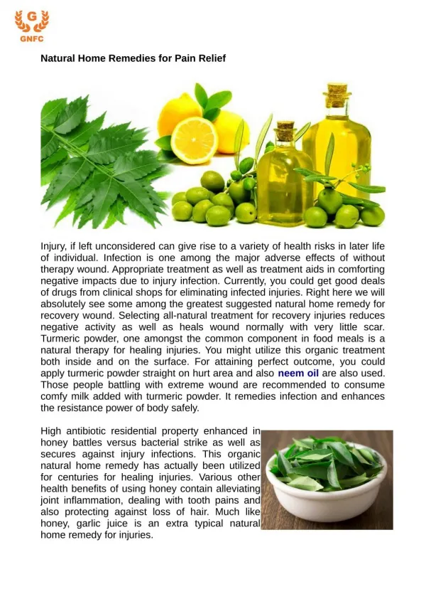 Natural Home Remedies for Pain Relief