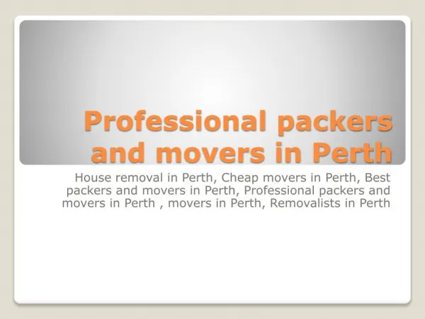Professional packers and movers in Perth