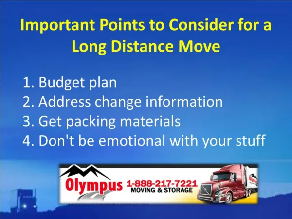 Important Points to Consider for a Long Distance Move
