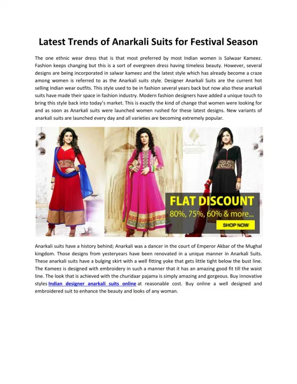 Latest Trends of Anarkali Suits for Festival Season