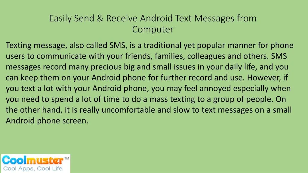 easily send receive android text messages from computer