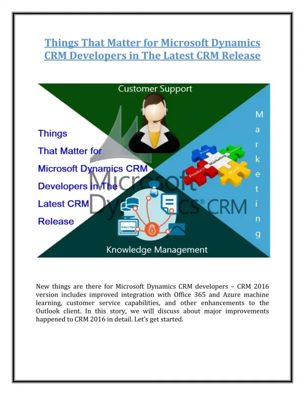 Things That Matter for Microsoft Dynamics CRM Developers in The Latest CRM Release
