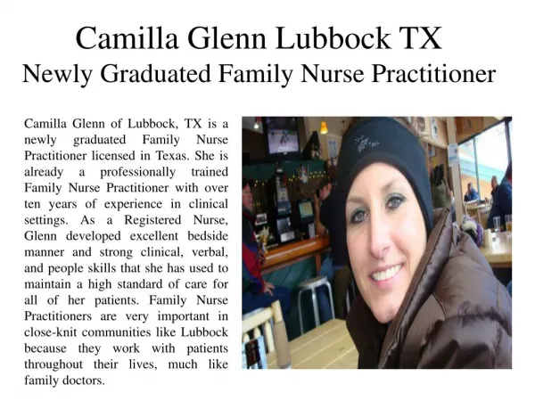 Camilla Glenn Lubbock TX -Newly Graduated Family Nurse Practitioner