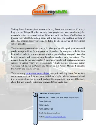 Packers And Movers Jaipur - slide 1