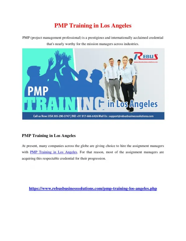 PMP Training in Los Angeles
