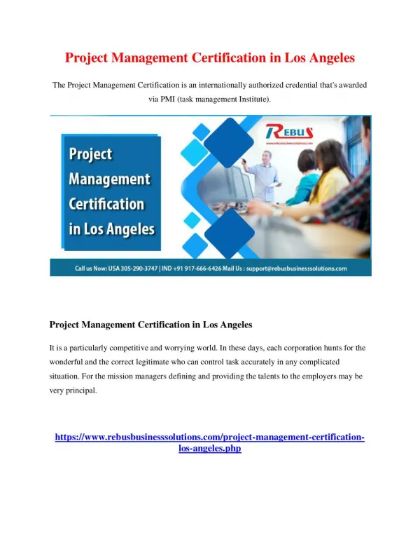 Project Management Certification in Los Angeles