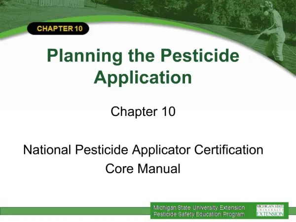 Planning the Pesticide Application